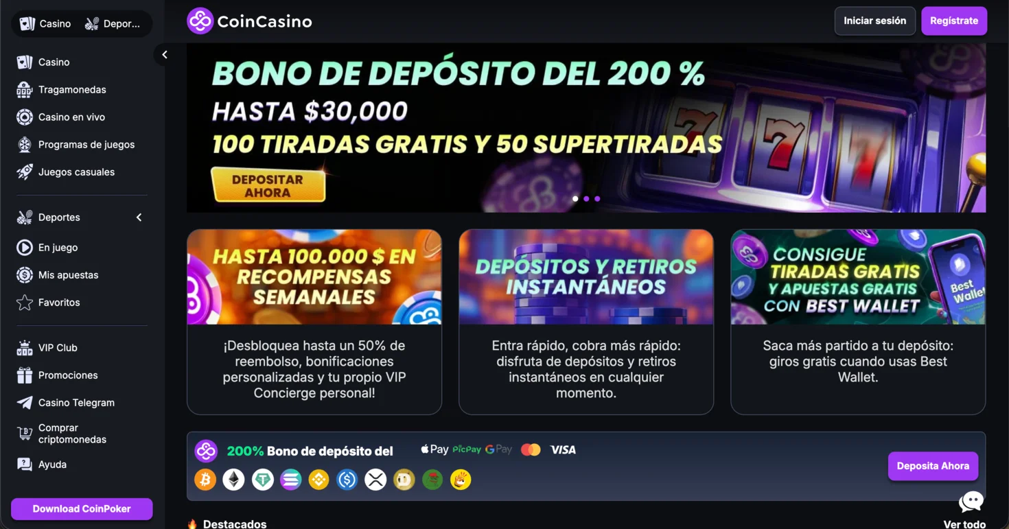 CoinCasino casino online sin verificación de identidad
