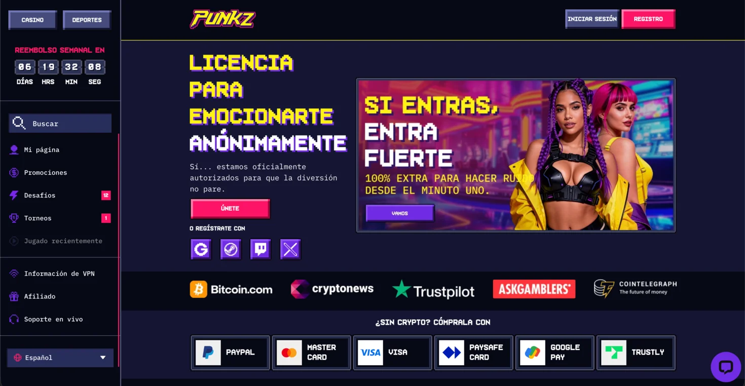 Punkz casino sin KYC