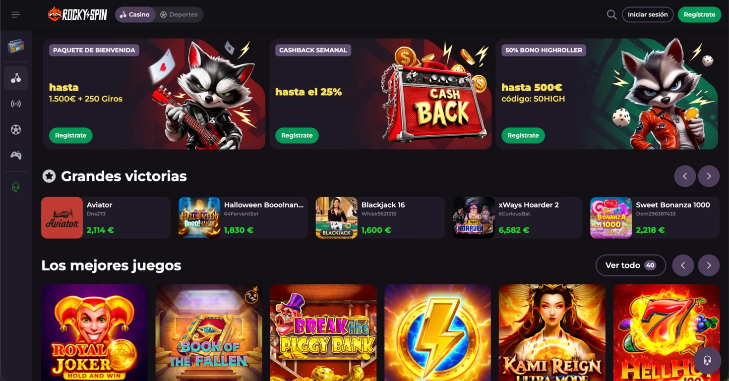 RockySpin casino fuera de España