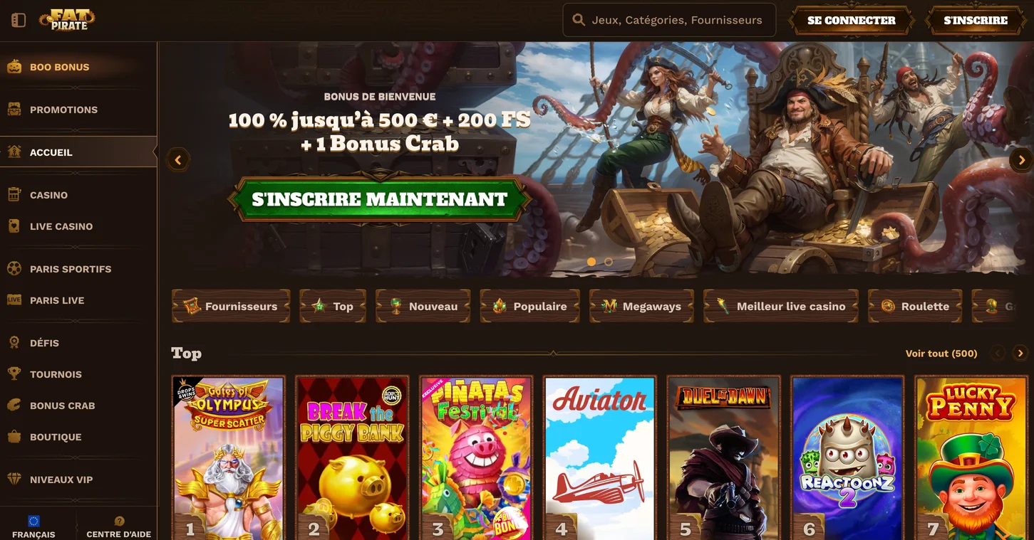 FatPirate Casino page principale