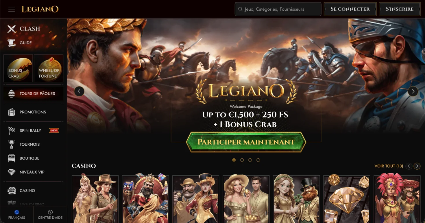 Page d'accueil du casino Legiano