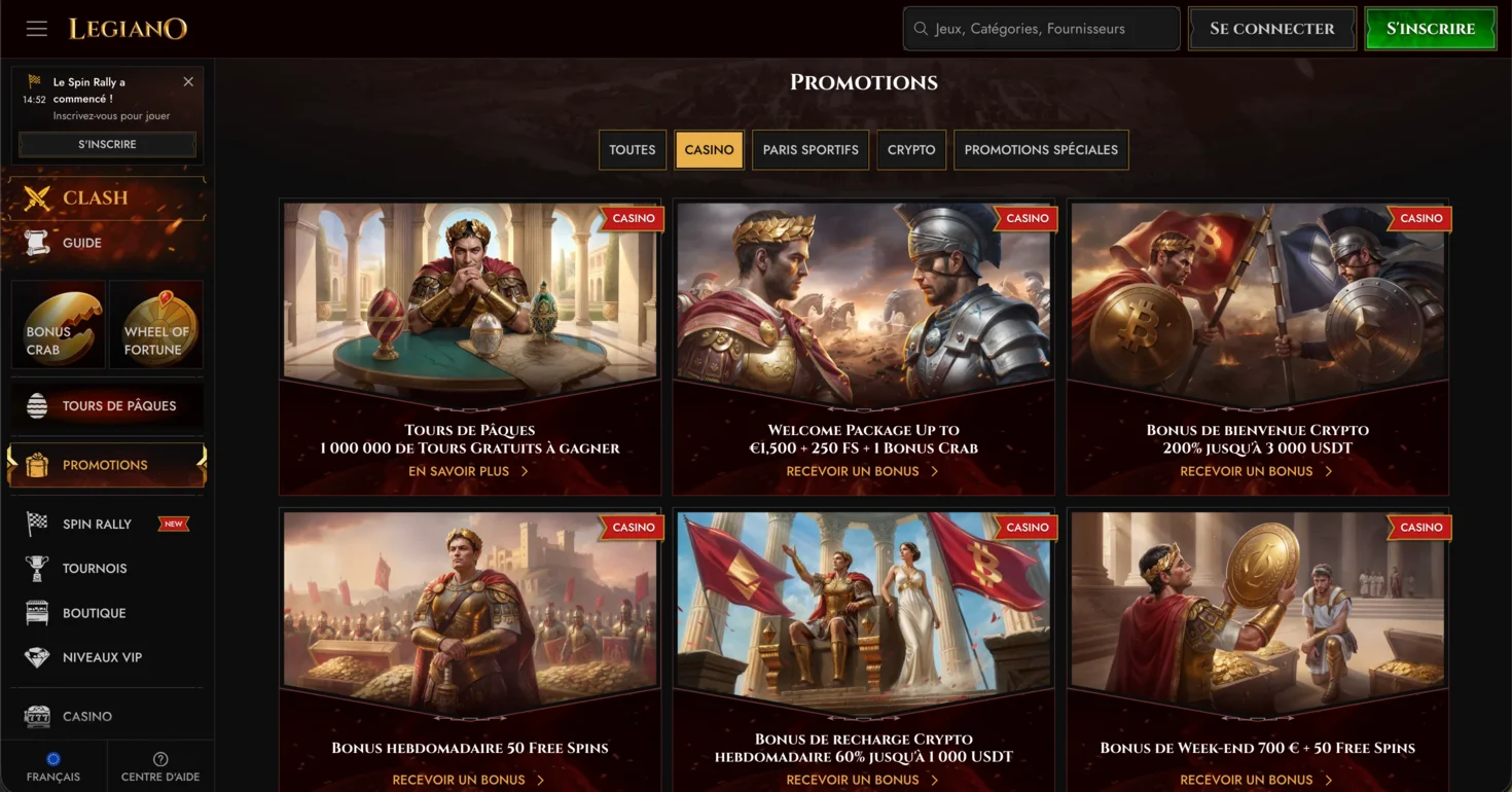 Bonus et promotions Legiano