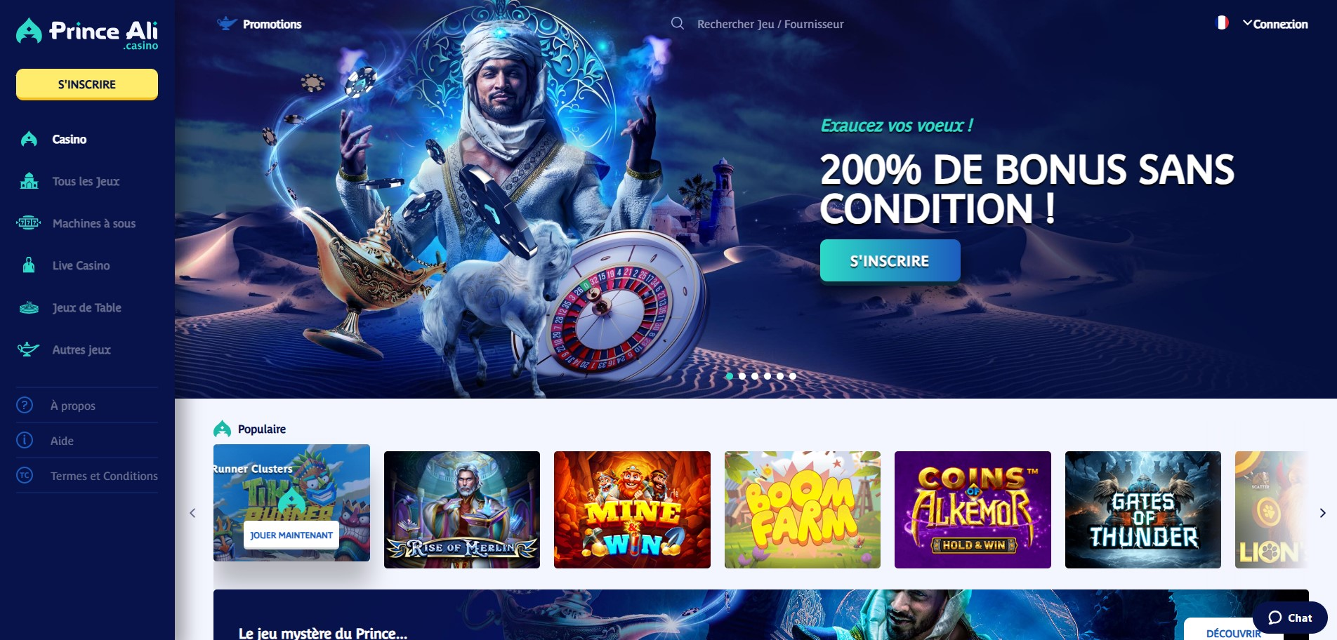 Interface du Prince Ali Casino
