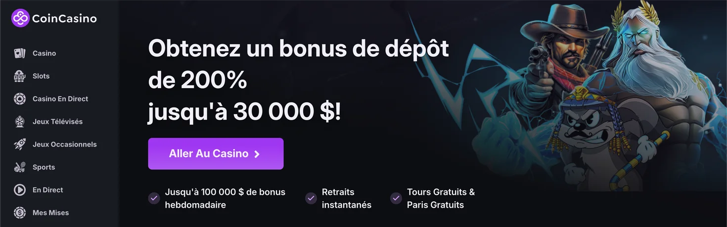 Capture d'écran du lobby du CoinCasino