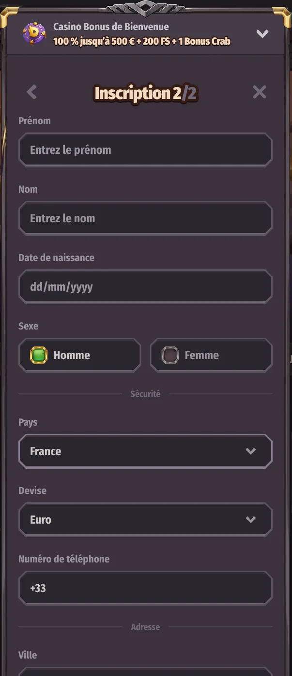 Inscription Ă Dragonia sur mobile