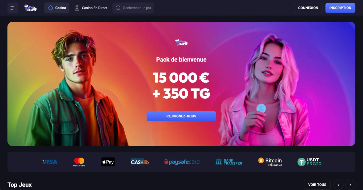Nouveau site de casino en ligne SpinAura