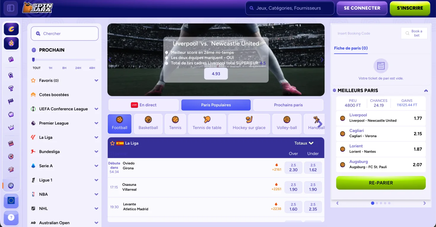 Spinbara bookmaker hors ARJEL autorisé en France