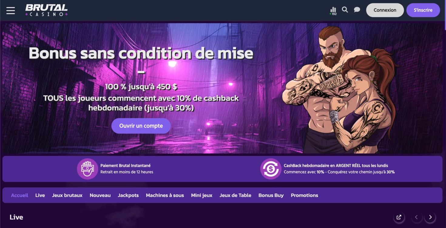 Brutal casino sans condition de mise