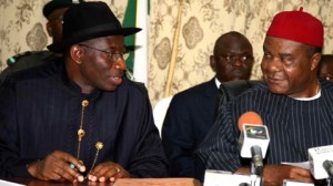 Acting President Jonathan and PDP Chairman Ogbulafor