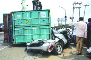 Scene of the recent Ojota, Lagos truck accident