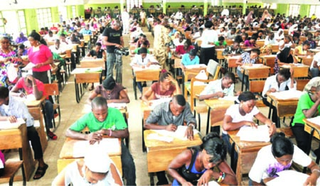 Students writing exam