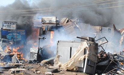 BLAST—Scenes of the Kaduna explosion yesterday. Photos: Olu Ajayi