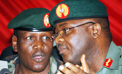 15. Goc 1 Div., Maj.-Gen. Garba Wahab (l), with the Chief of Army Staff, Lt.-Gen. Azubuike Ihejirika, at the First Commanding Officers' Workshop on Enhancing Military Professionalism in Kaduna on Tuesday