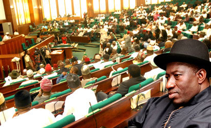 House of Representatives members and the President Goodluck Jonathan