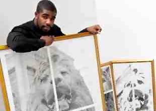 *Kelvin Okafor with some of his works