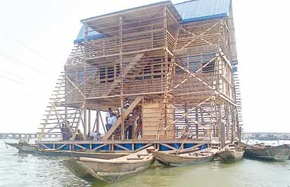 ...The three storey building floating school