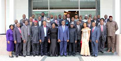 Amb. Olugbenga Ashiru, Minister of Foreign Affairs (Centre) with Nigeria Heads of Mission in a meeting in Beijing