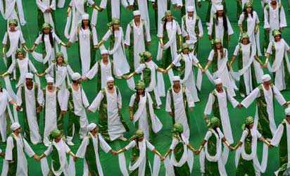 Artists representing Nigeria perform during the opening ceremony of the FIFA Confederations Cup Brazil 2013, held before the Group A football match between Brazil and Japan, at the National Stadium in Brasilia on June 15, 2013. AFP PHOTO /