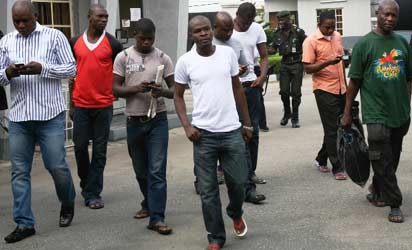 The suspects at the court premises.