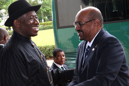 *AU SUMMIT: President Goodluck Jonathan (left) and President Omar Albashir of Sudan at the opening of African Union, AU, Heads of State and Governments' special summit on Hiv/Aids, Tuberculosis and Malaria in Nigeria, yesterday. STATE HOUSE PHOTO.