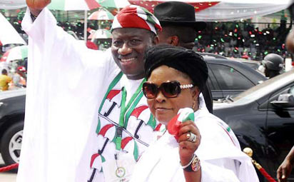 *President Goodluck Jonathan and his wife at 2013 PDP Special National Convention . Photo by Gbemiga Olamikan.
