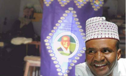 Ahead of his expected return to the state, several mementos bearing pictures of the injured Governor of Taraba State, Danbaba Suntai, have flooded the state capital, Jalingo. Sample of the Suntai wrapper in a tailor's shop in Jalingo, yesterday.