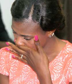 Blessing Okabere crying