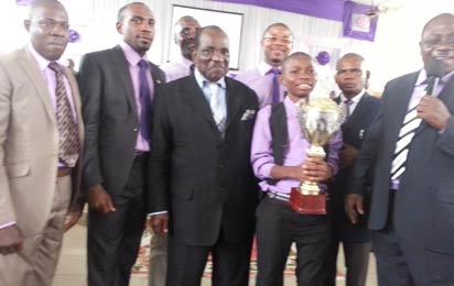R-L, Dr. A.I.R. Umondia, Lagos Area Coordinator, Master Joseph Ibanga, Winner of the 2013 Youth Bible Challenge competition, Bishop Ntigha, second row – Pastor Daniel Ekanem, LAYA Coordinator and other Ministers at the event
