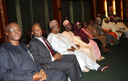 A cross section of members of the Presidential Advisory Committee on the National Conference during the inauguration of the Committee at the State House, Abuja. Photo: Abayomi Adeshida.