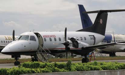 the ill-fated plane: The Embraer 120RT Brasilia, registration number 5N-BJY, before it crashed yesterday.