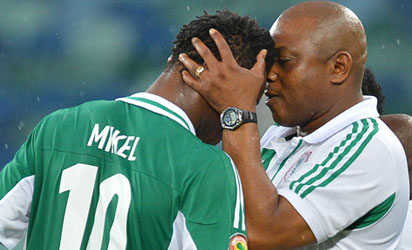 Stephen Keshi with Mikel Obi