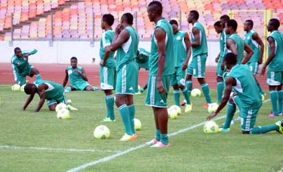 Home Based Super Eagles training for the African Nations Championship (CHAN 2014) in  Abuja on Monday (6/1/14). The Team Departs Abuja on Tuesday for the Championship Starting From Jan.  11 in South Africa.