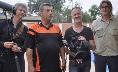 Stranded...From Left;Mark Berg;VPRO Television Netherlands;Mr Clemens Westerhof,Formal Super Eagles Coach With Wiro Brugman Camera Man,And John Bakker,VPRO Television Netherlands. They were locked out of the National Stadium Surulere, Lagos. 