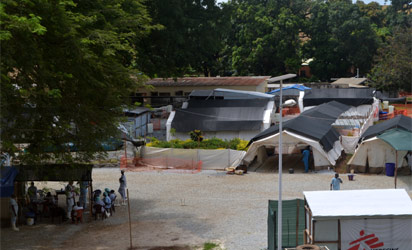 - A file photo taken on June 25, 2014 shows the isolation ward at the Donka Hospital in Conakry where people infected with the Ebola virus are being treated. A regional centre is being set up in Guinea to coordinate the response to the worst-ever outbreak of Ebola that has killed hundreds of people in West Africa, the World Health Organisation said on July 11, 2014. The haemorrhagic fever sweeping through Guinea, Liberia and Sierra Leone has left an estimated 539 people dead, according to the latest WHO figures. AFP PHOTO