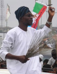 Gov. Rauf Aregbesola of Osun celebrating his re-election in Osogbo on Sunday 