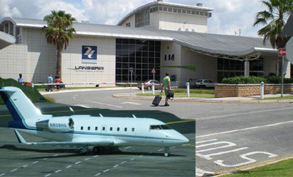 CAUGHT—Lanseria Airport, Johannesburg, S-Africa. INSET: The Bombardier Challenger jet. Courtesy: Flightaware.