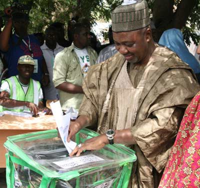 Vice President Namadi Sambo cast his vove