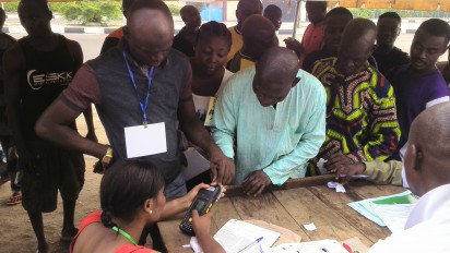 Cross section of voters during the accredidation at unit 011 onigbongbo marryland lagos.During the governorship and national assembly election in lagos.PHOTO BY AKEEM SALAU