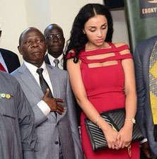 Adams Oshiomhole's wife Iara looked stunning in red as she attended a Meeting & Greet with President Buhari in DC 