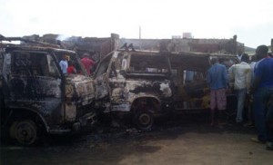 Burnt vehicles at Mechanic Village