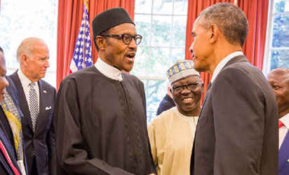 President Muhammadu Buhari and President of US Barack Obama during a meeting