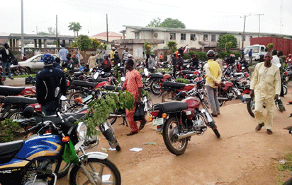 Okada riders protesting in Ondo