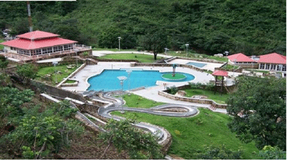 Aerial view of the reception area of Tinapa Resort.