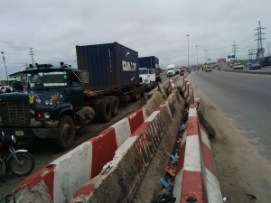 Trucks coming