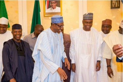 Maiden meeting between President Muhammadu Buhari and leaders of both chambers of the National Assembly, held at the First Lady Conference Room, in the Presidential Villa, on Wednesday night, October 8, 2015.