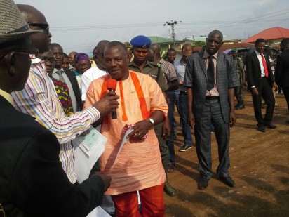 Governor Ayodele Fayose during the payment of compensation to property owners whose properties will give way for the dualisation of the Ikere-Ekiti Road.