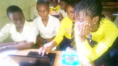 Cross section of students from Isheri Grammar School, Dee Unique College, Vicscum private school and Olivesfield during Google-WAAW Foundation computer programming held recently in Lagos.