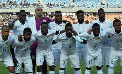 WINNERS. . . Super Eagles squad before the friendly match against the Indomitable Lions of Cameroun in Belgium.