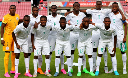 The team of Nigeria line up before the FIFA U-17 Men's World Cup 2015 group A match between Nigeria and USA at Estadio Nacional de Chile on October 17, 2015 in Santiago, Chile. (Photo - FIFA)
