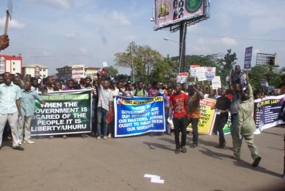 JOINT ACTION FORCE (JAF), EDO MASS ACTION PROTEST AS ACTIVITIES PARALYZED BECAUSE OF THE PROTEST IN THE STATE.  PHOTO BY BARBANAS UZOSIKE